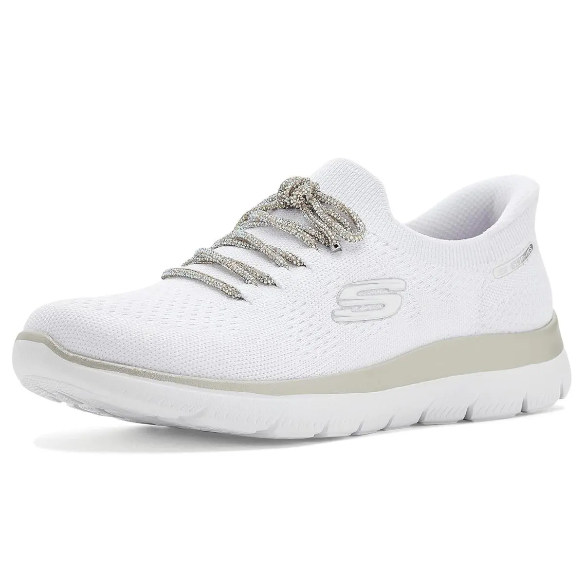 Woman`s Shoes  Summits - Crystal Dream Hands Free Slip-ins White by Skechers