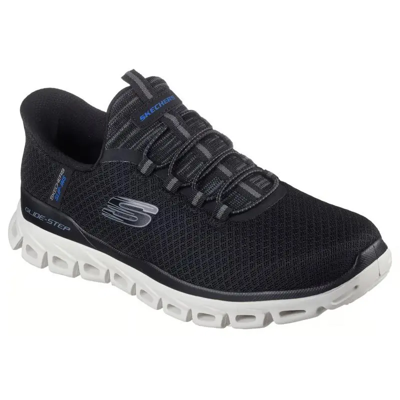 Mens Skechers Slip Ins Glide Step Noxus Black Mesh Shoes