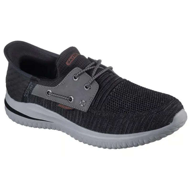 Mens Skechers Slip Ins Delson 3.0 Roth Black Gray Knit Shoes