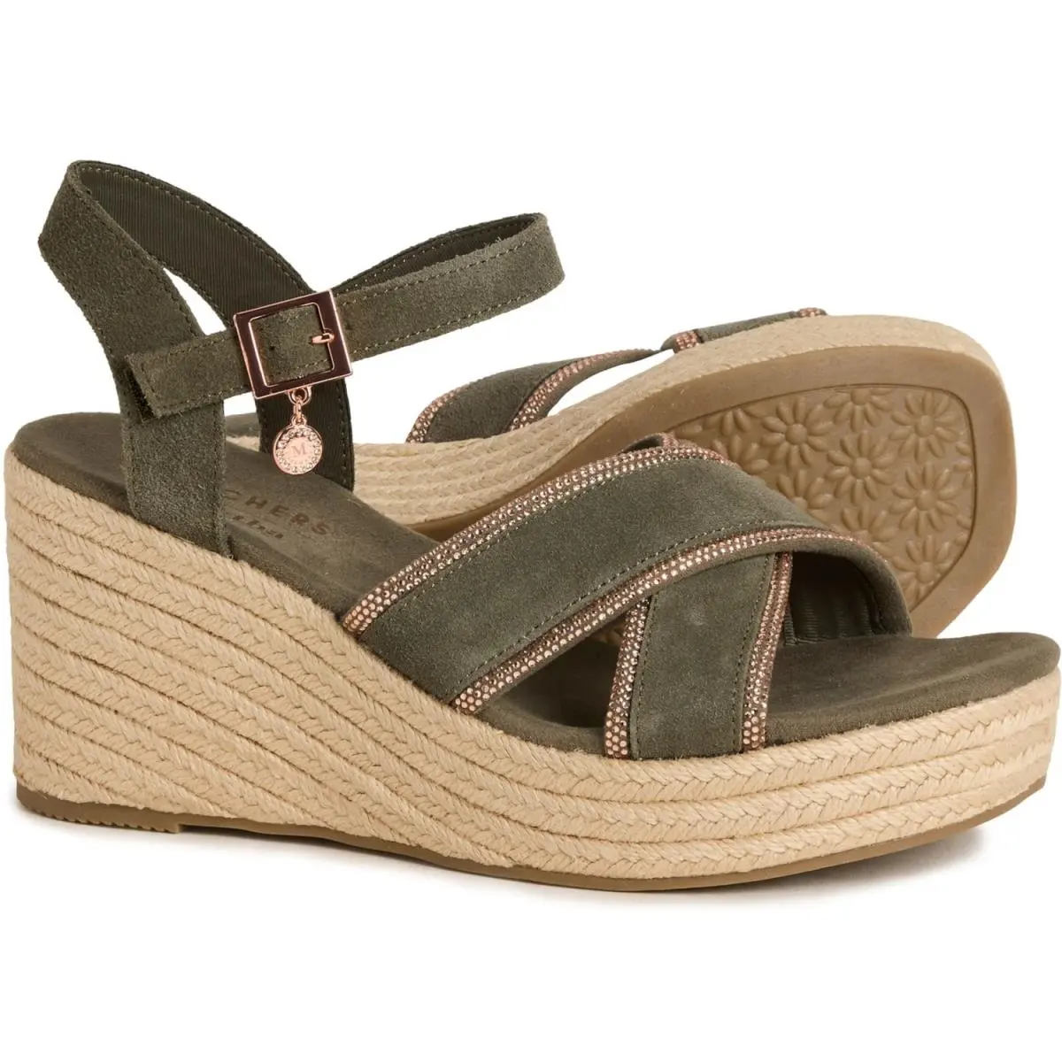 Skechers Martha Stewart Iris Modest Queen Wedge Sandals Womens Suede Comfort