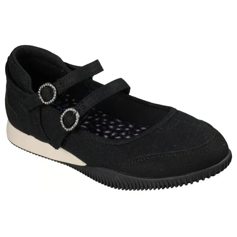 Womens Skechers Bobs Starlight Sugar Straps Black Canvas Shoes