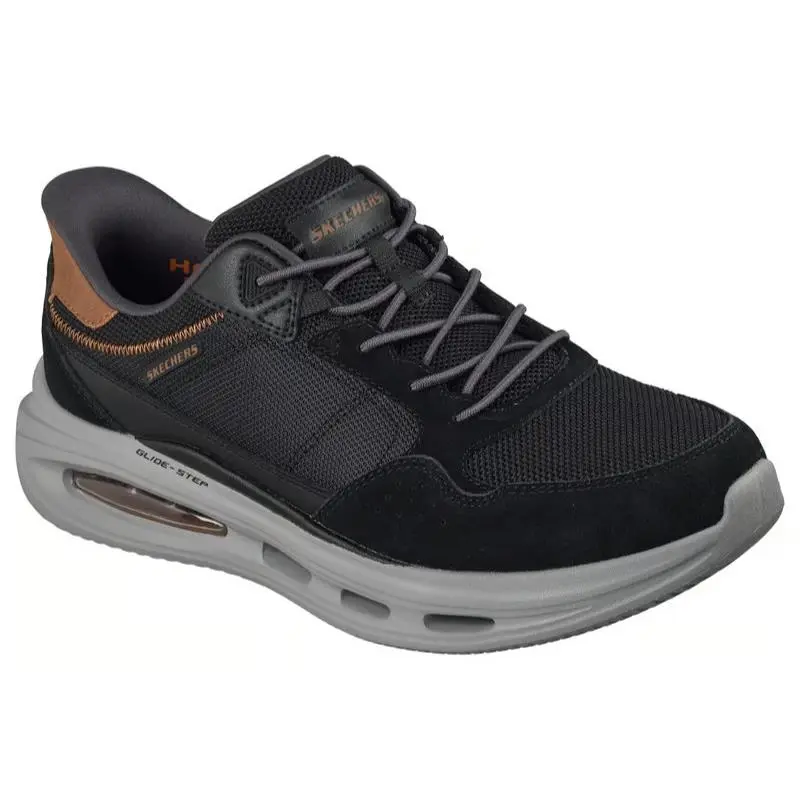 Mens Skechers Slip Ins Relaxed Fit Sloan Remming Black Suede Shoes