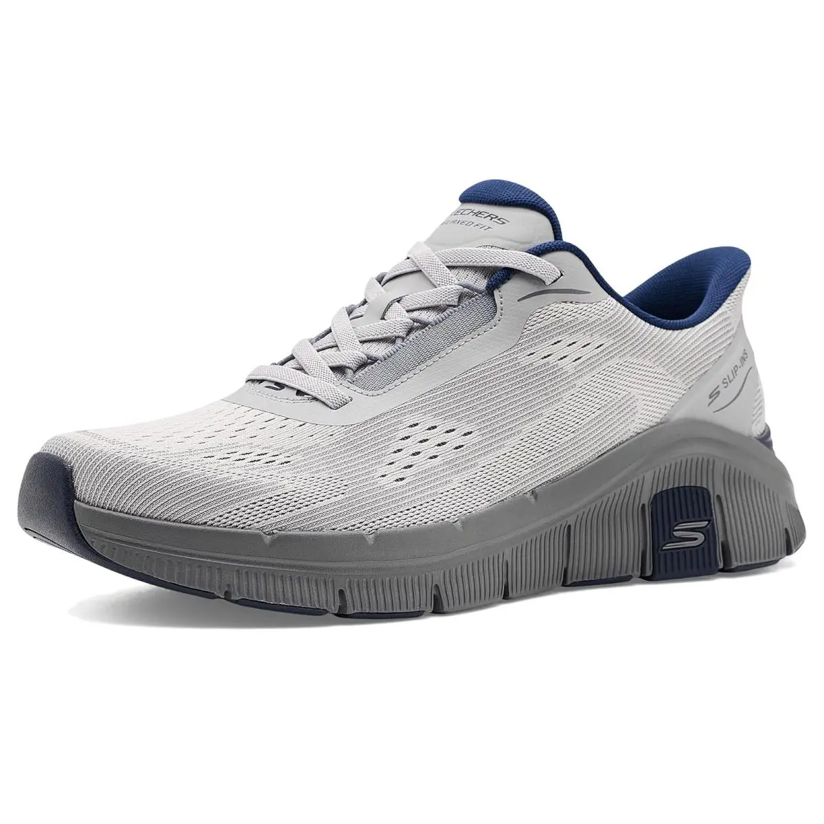 Man`s Shoes  Relaxed Fit Flex Zayder Hands-free Slip Gray/Navy by Skechers