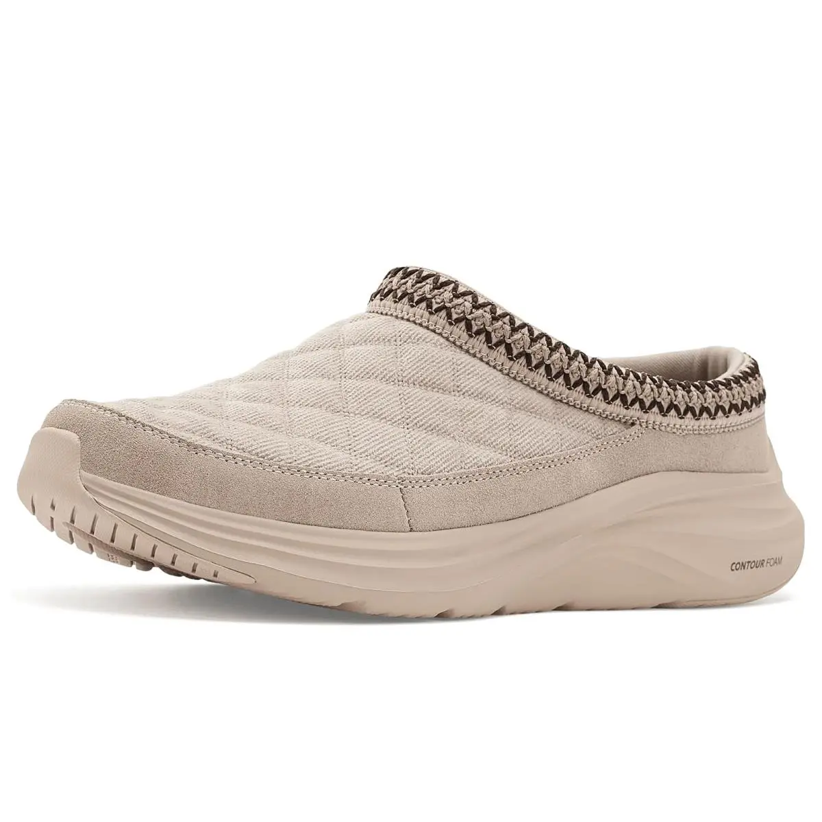 Man`s Sneakers Athletic Shoes  Contour Foam Cozy Fit Mules Taupe by Skechers