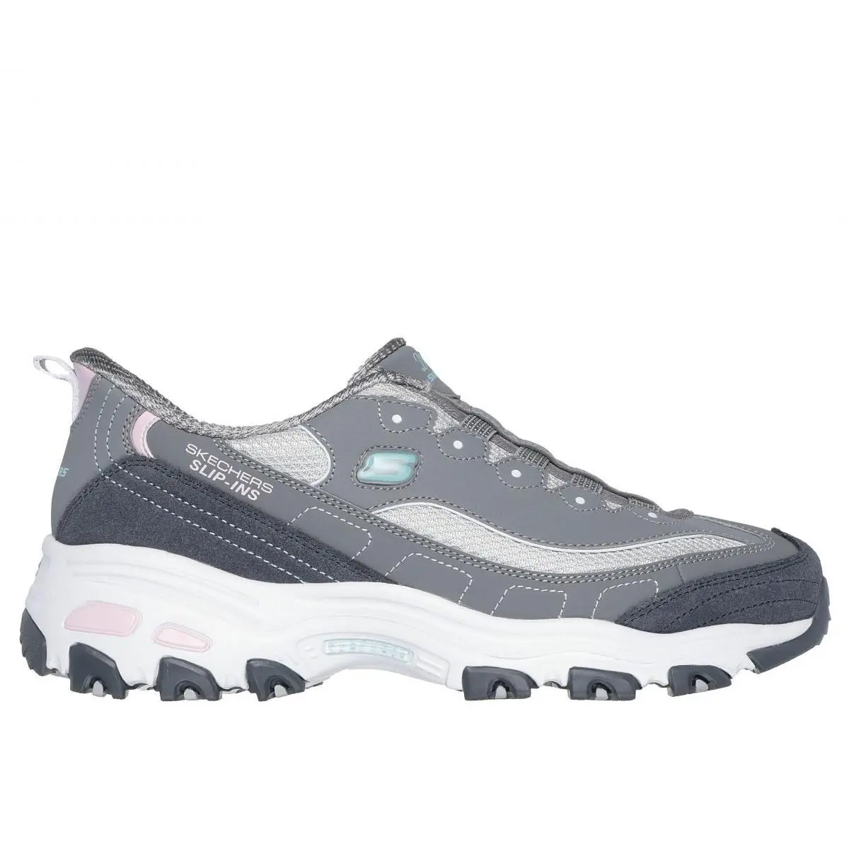 Skechers Women`s D`lites Hands Free Slip-ins Sneaker Grey Light Pink Grey/lig