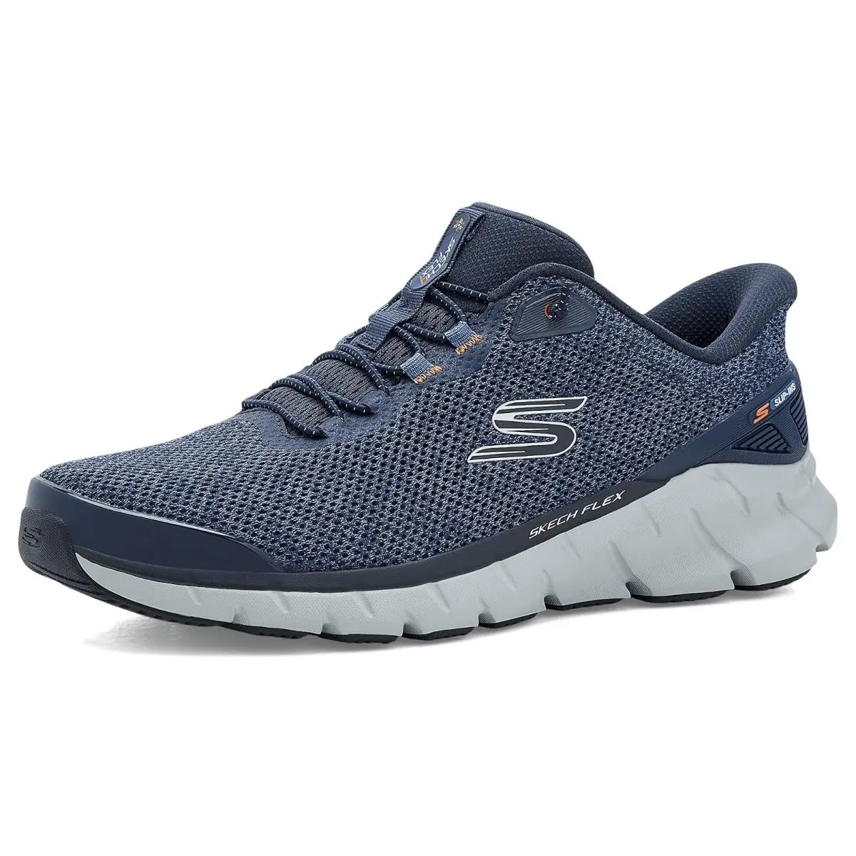 Man`s Sneakers Athletic Shoes  Skech-flex 4.0 Hands-free Slip Navy/Orange by Skechers