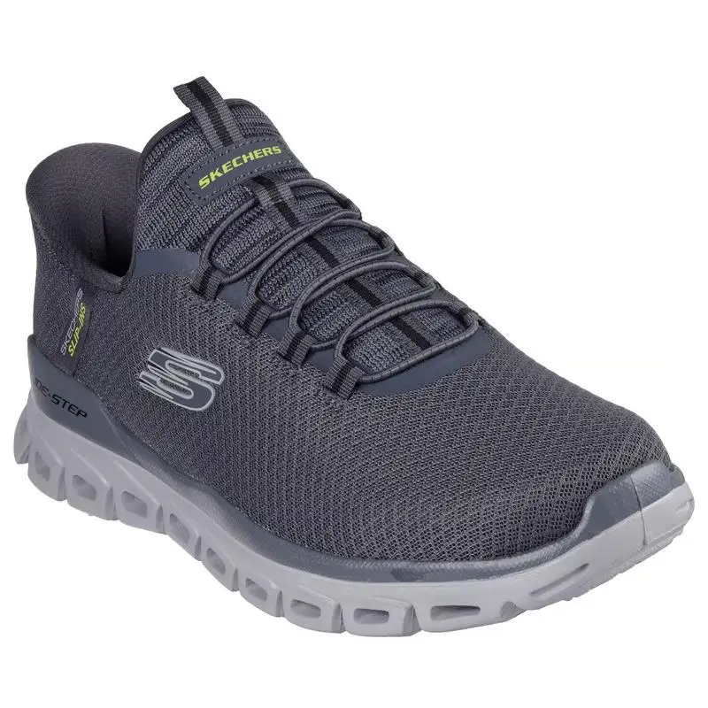 Mens Skechers Slip Ins Glide Step Noxus Charcoal Mesh Shoes