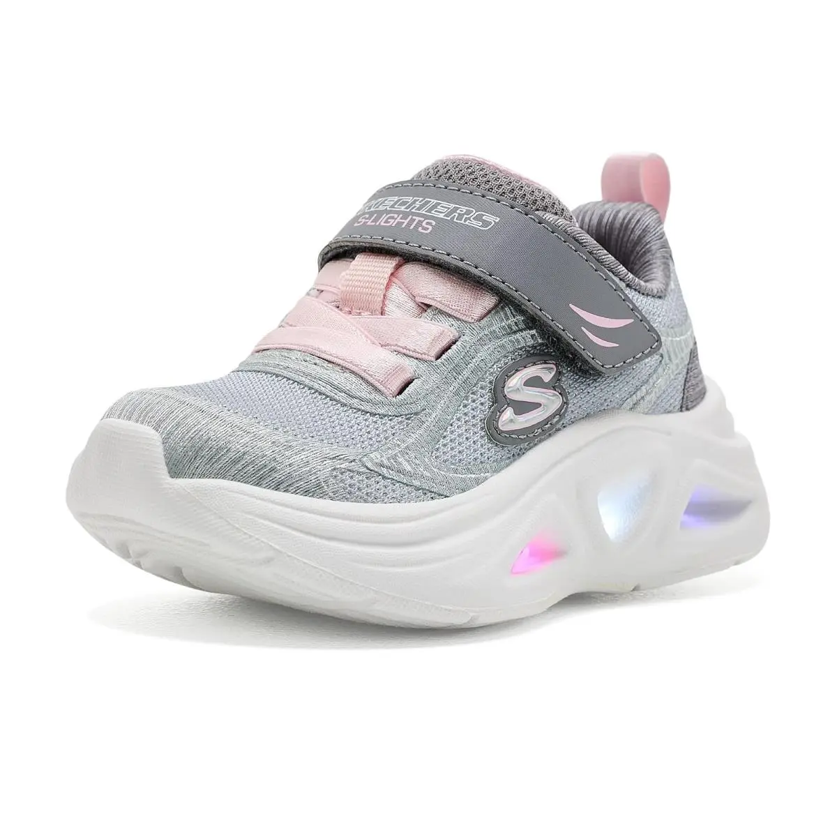 Girl`s Shoes  Kids Sola Glow 2.0 - Dazzle Steps 303729N Toddler Light Grey/Multi by Skechers
