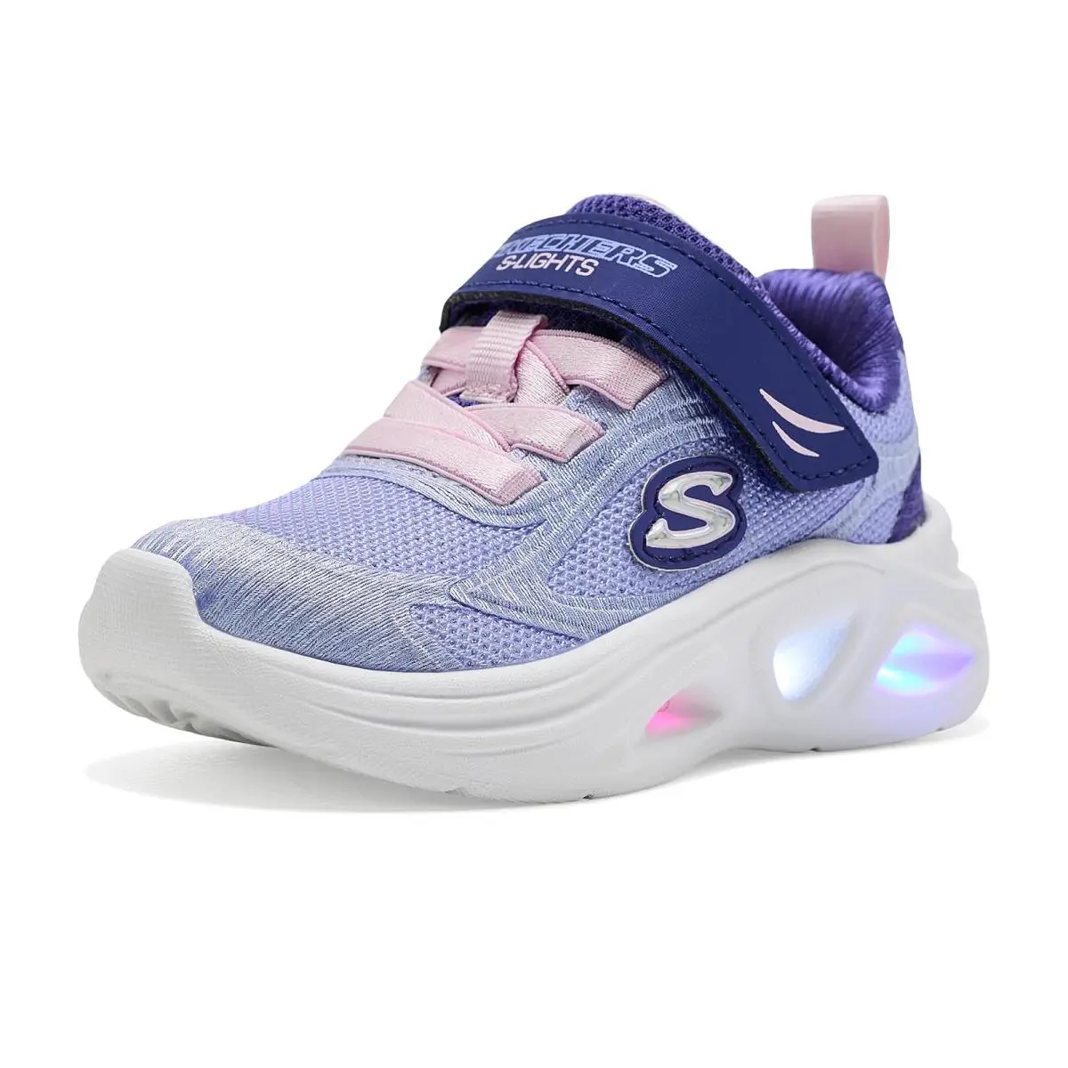 Girl`s Shoes  Kids Sola Glow 2.0 - Dazzle Steps 303729N Toddler Navy/Pink by Skechers