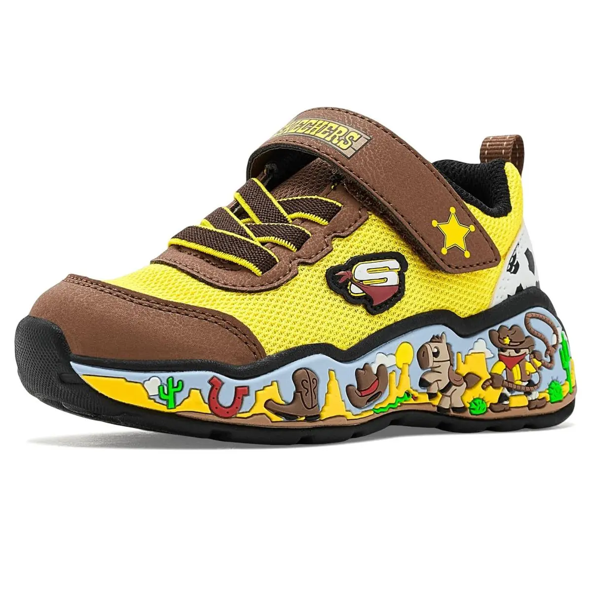 Boy`s Sneakers Athletic Shoes  Kids Play Scene 407312N Toddler Brown/Multi by Skechers