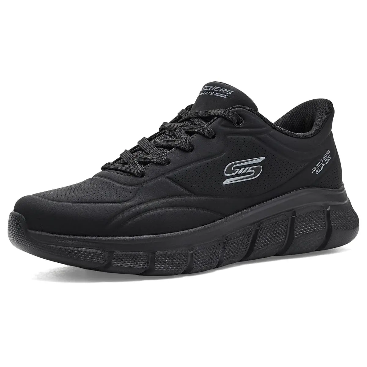Man`s Shoes Bobs From  B Flex - Smooth Edge Hands Free Slip-ins Black/Black by Skechers
