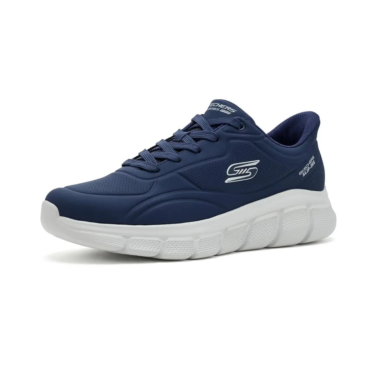 Man`s Shoes Bobs From  B Flex - Smooth Edge Hands Free Slip-ins Navy by Skechers