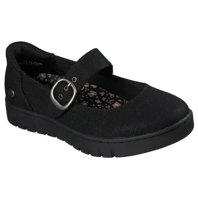 Womens Skechers Slip Ins Bobs Arch Comfort Sunfest Easy Charm Black Linen