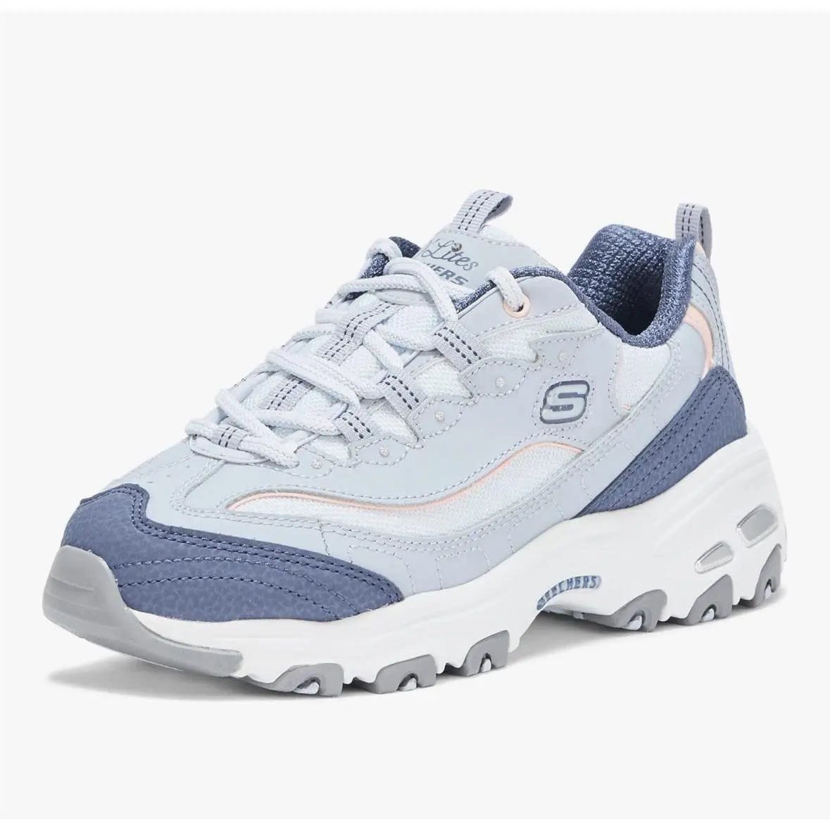Skechers D`lites Fresh Start White Blue Women`s Sneakers Size 9.5 39.5