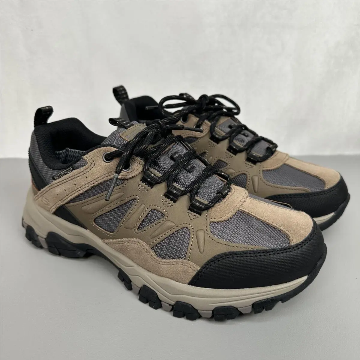 Nos Skechers Trail Shoes Size 7 Black Tan Mesh/suede Outdoor Hiking 66275EWW