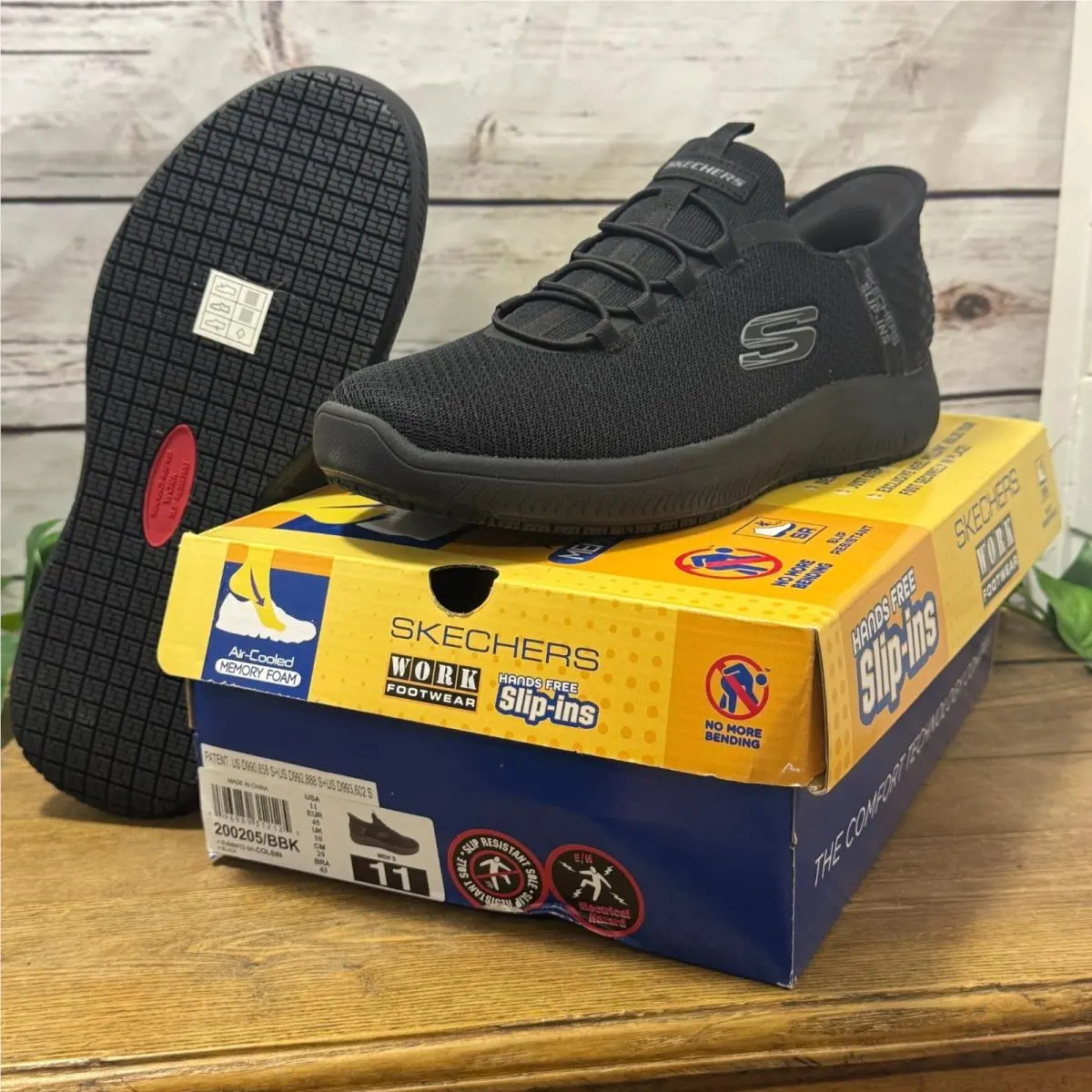 Skechers Sketchers Slip Ins Men Work Shoes Size 11 Black Summits SR Colsin Memory Foam