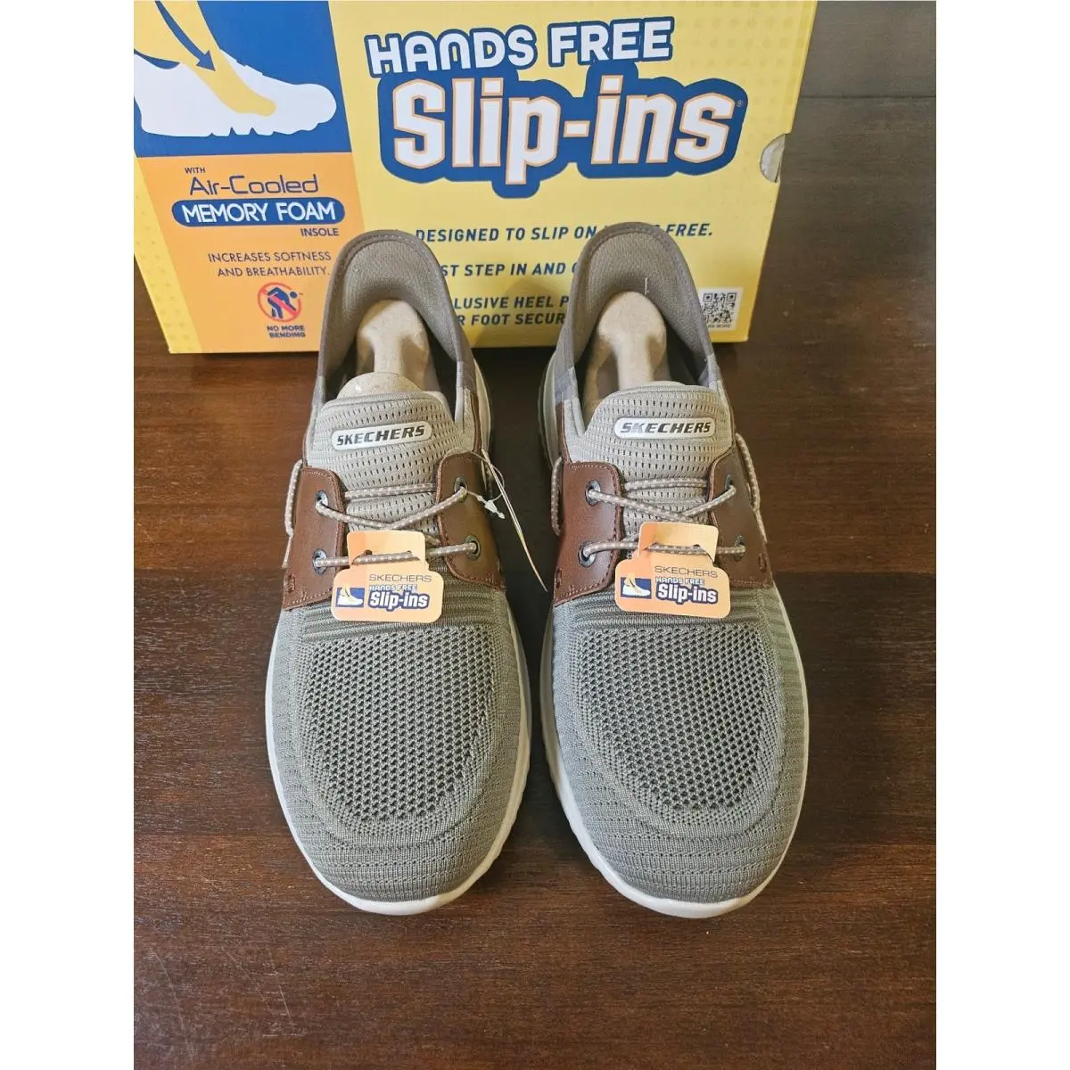 Skechers Hands Free Slip-ins Mens Size 10 Wide Fit Green Brown Sneakers 210604W