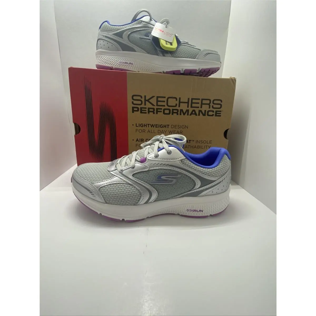 Skechers Go Run Einheitlich Leichte Turnschuhe Silber Lila Damen Sz 9