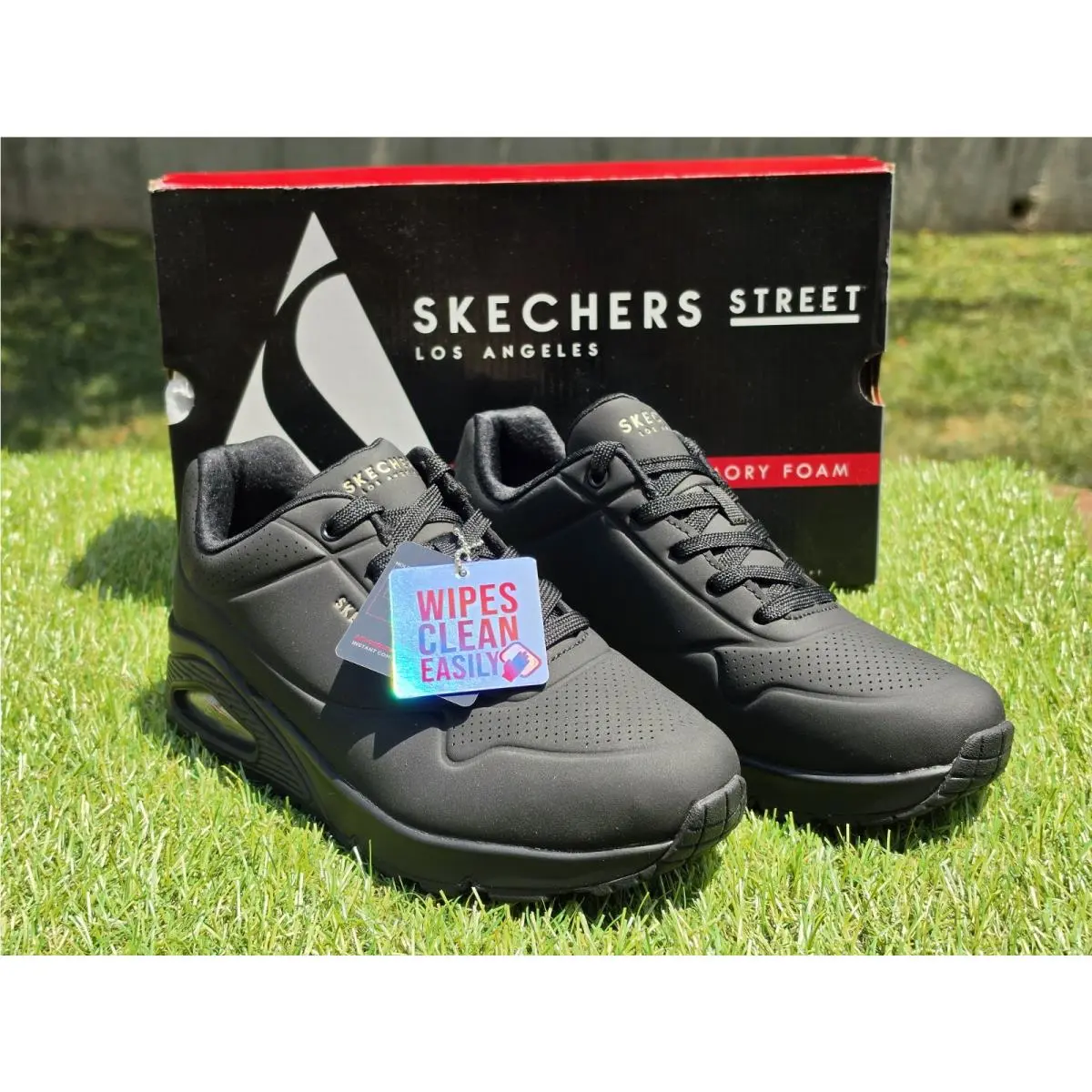 Skechers Uno - Stand On Air Women`s Sz 8 Sneakers Black Sports Shoes
