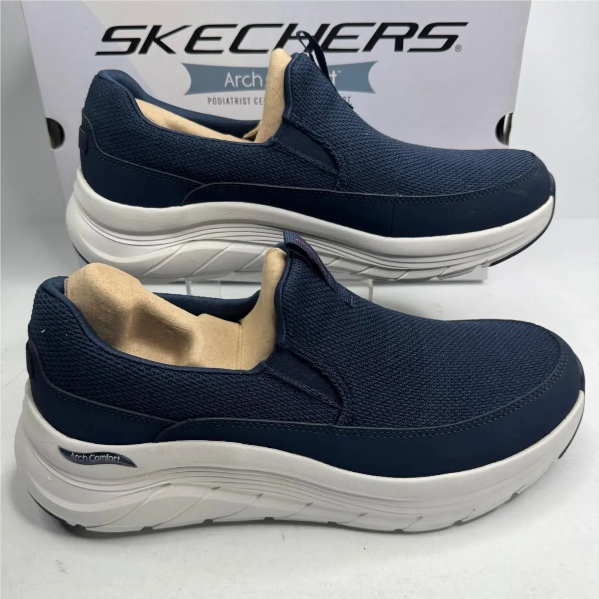 Skechers Arch Comfort Flex Mens Navy Slip On Walking Shoes 66751S Size 10.5