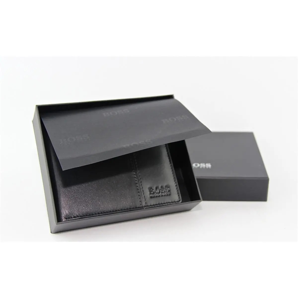 Hugo Boss Black Label Leather Wallet 5 CC 2 Paper Money Slot Coins Gift Box