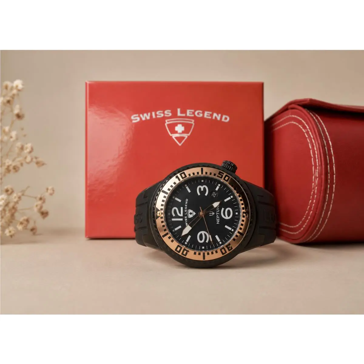 Swiss Legend Neptune Force 44mm Watch Bronze/rose Gold Accent 21819P-BB-11-RA