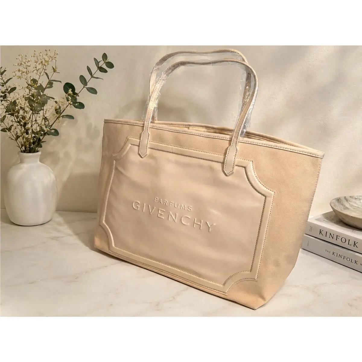 Givenchy Parfums Beige Canvas Tote Bag Large Shopper Promo Travel Handbag