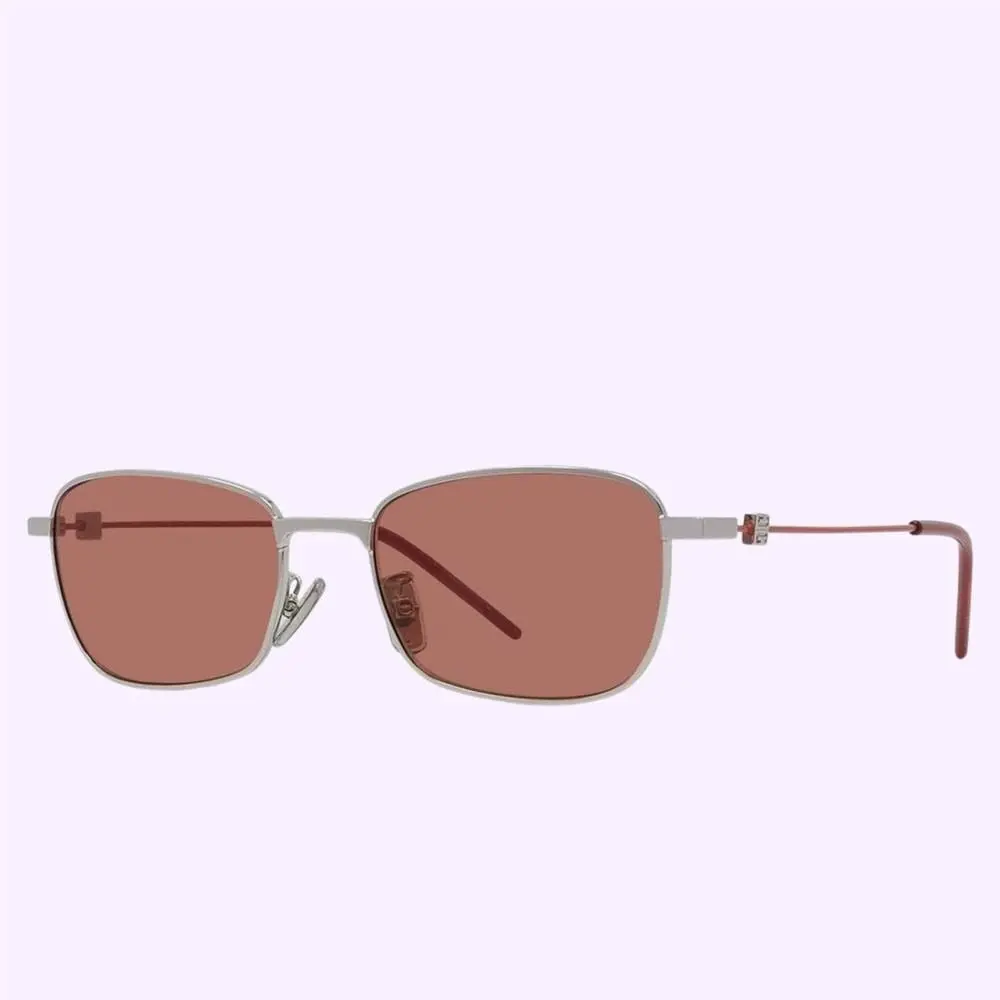 Givenchy Speed Square Metal Sunglasses Burgundy Nylon Lenses Geometric Luxe