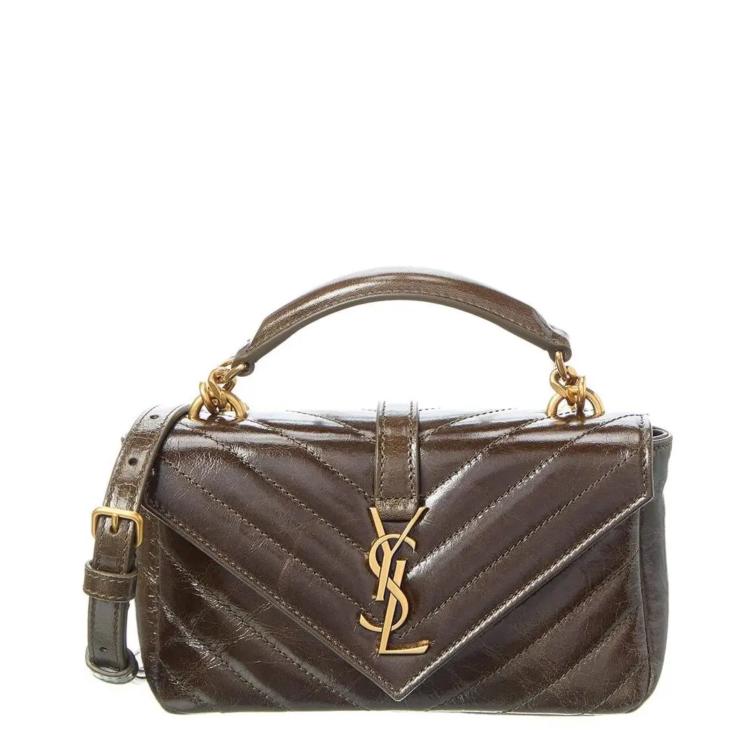 Saint Laurent College Mini Leather Shoulder Bag Women`s Brown