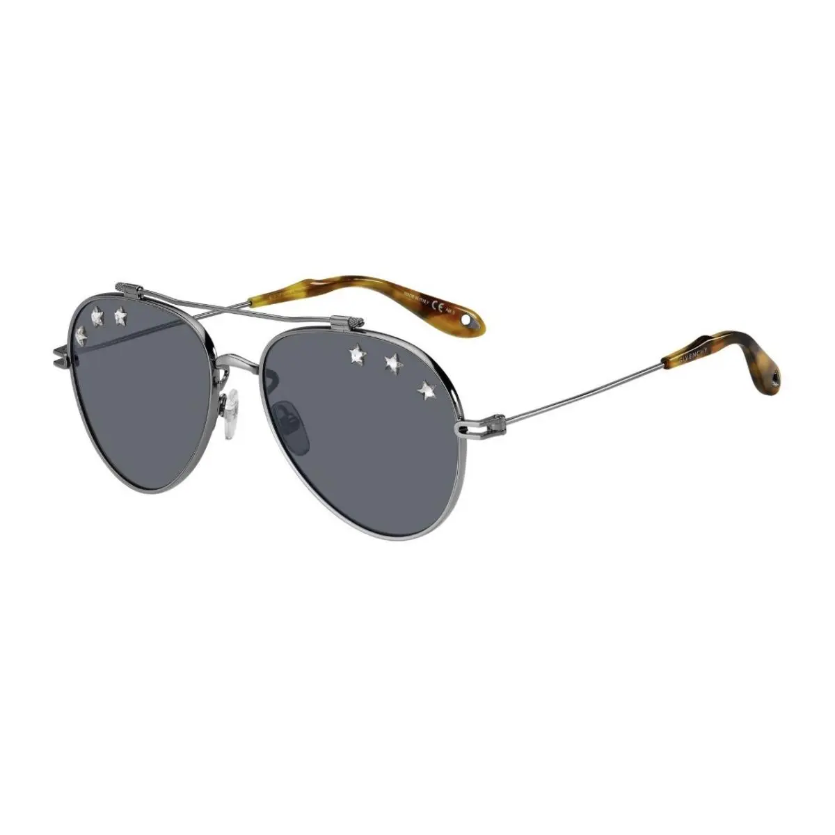 Givenchy Unisex Aviator Sunglasses Silver Palladium Star Studded