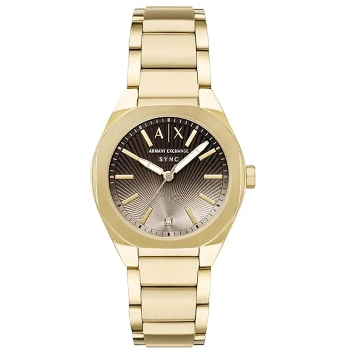 Armani Exchange Women`s Watch Sync Quartz Gold and Black Dial Bracelet AX6031 - Dial: Gold, Black, Band: Yellow