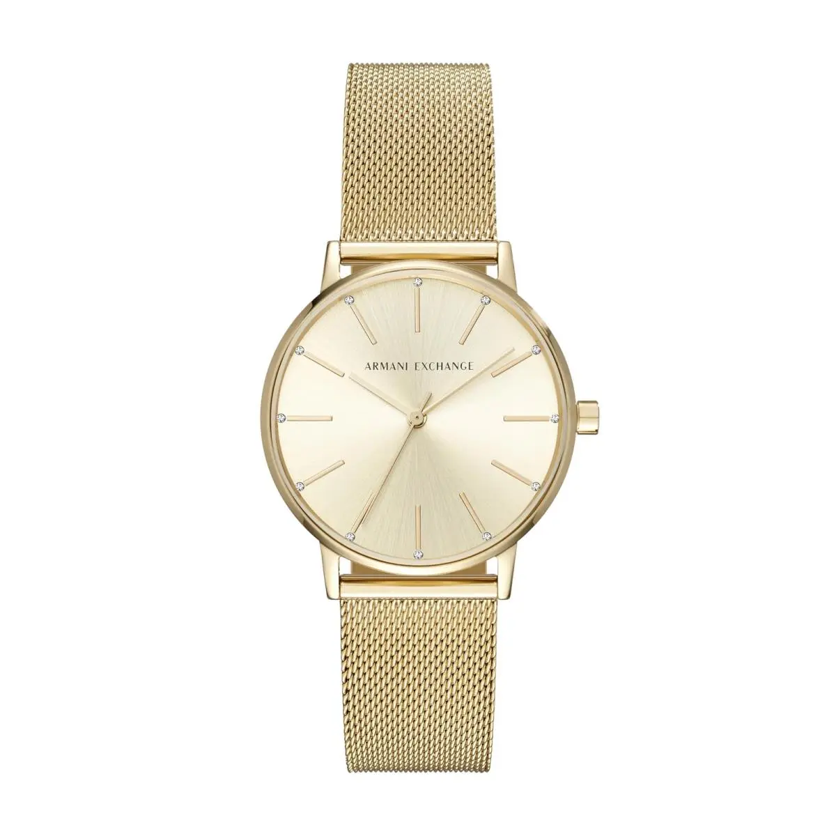 A X Three-hand Gold-tone Stainless Steel 36 Gold/gold Mesh by Armani Exchange