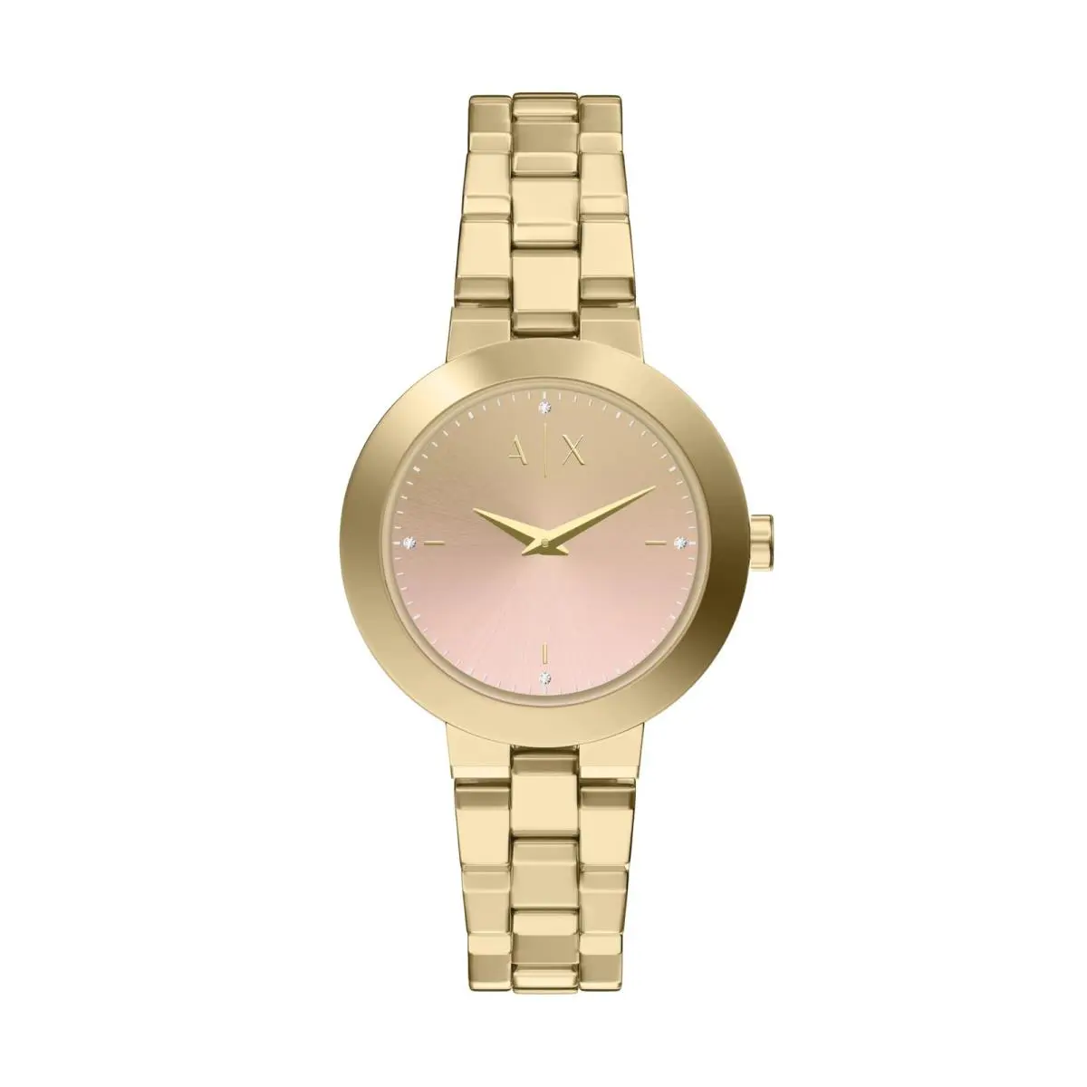 A X Women`s Two-hand Gold-tone Stainless Steel Gold/pink by Armani Exchange