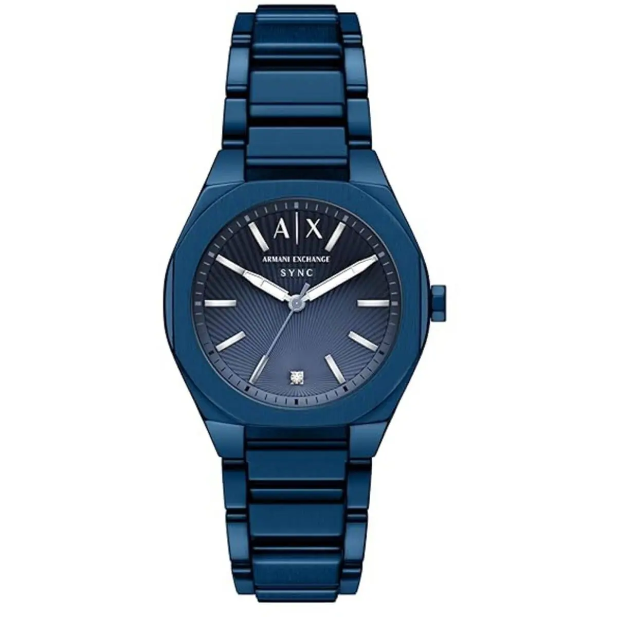 Armani Exchange Women`s Watch Sync Diamond Blue Stainless Steel Bracelet AX6032 - Dial: Blue, Band: Blue