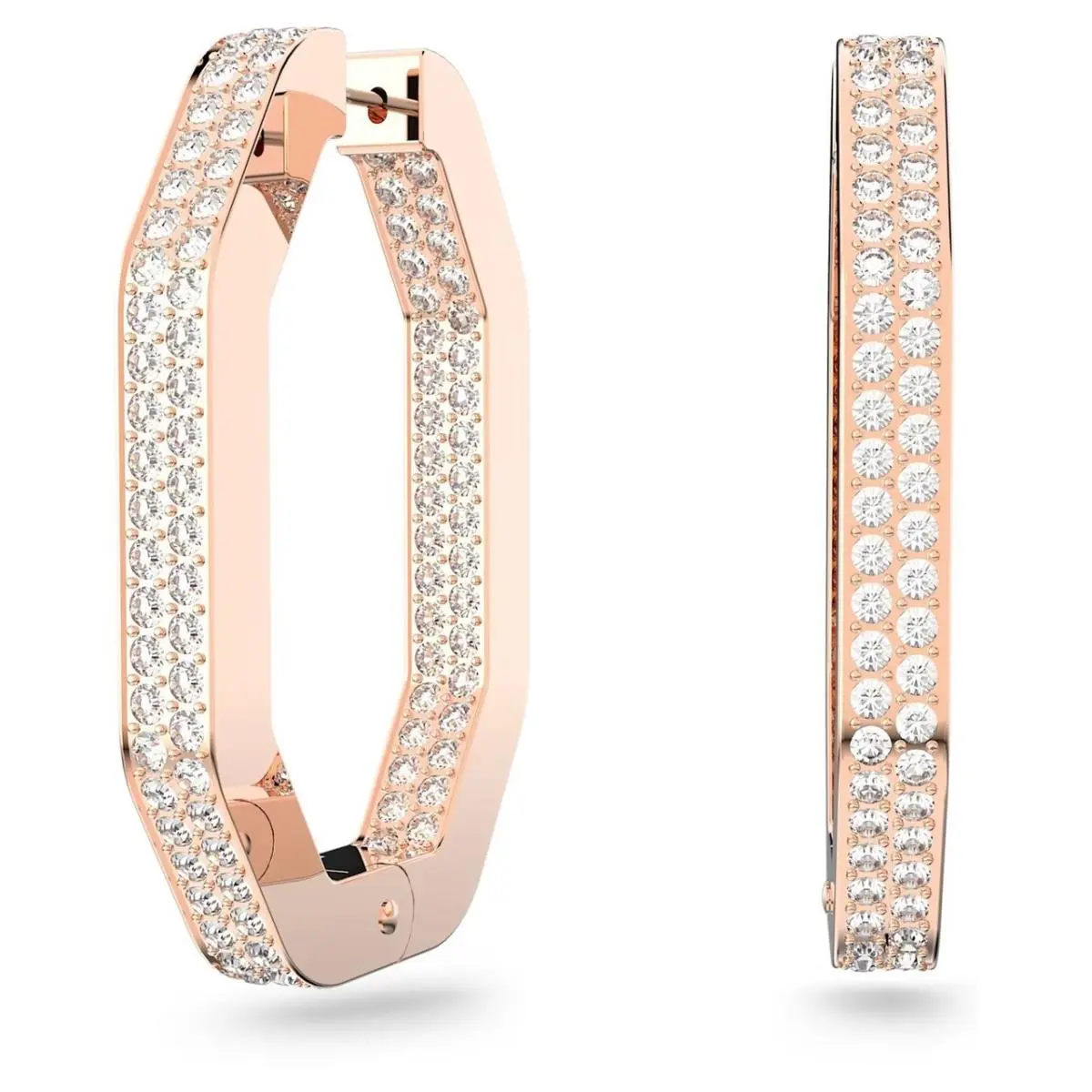 Dextera Hoop Earrings Octagon Large 5634992 5639099 Rose Gold-5634992 by Swarovski
