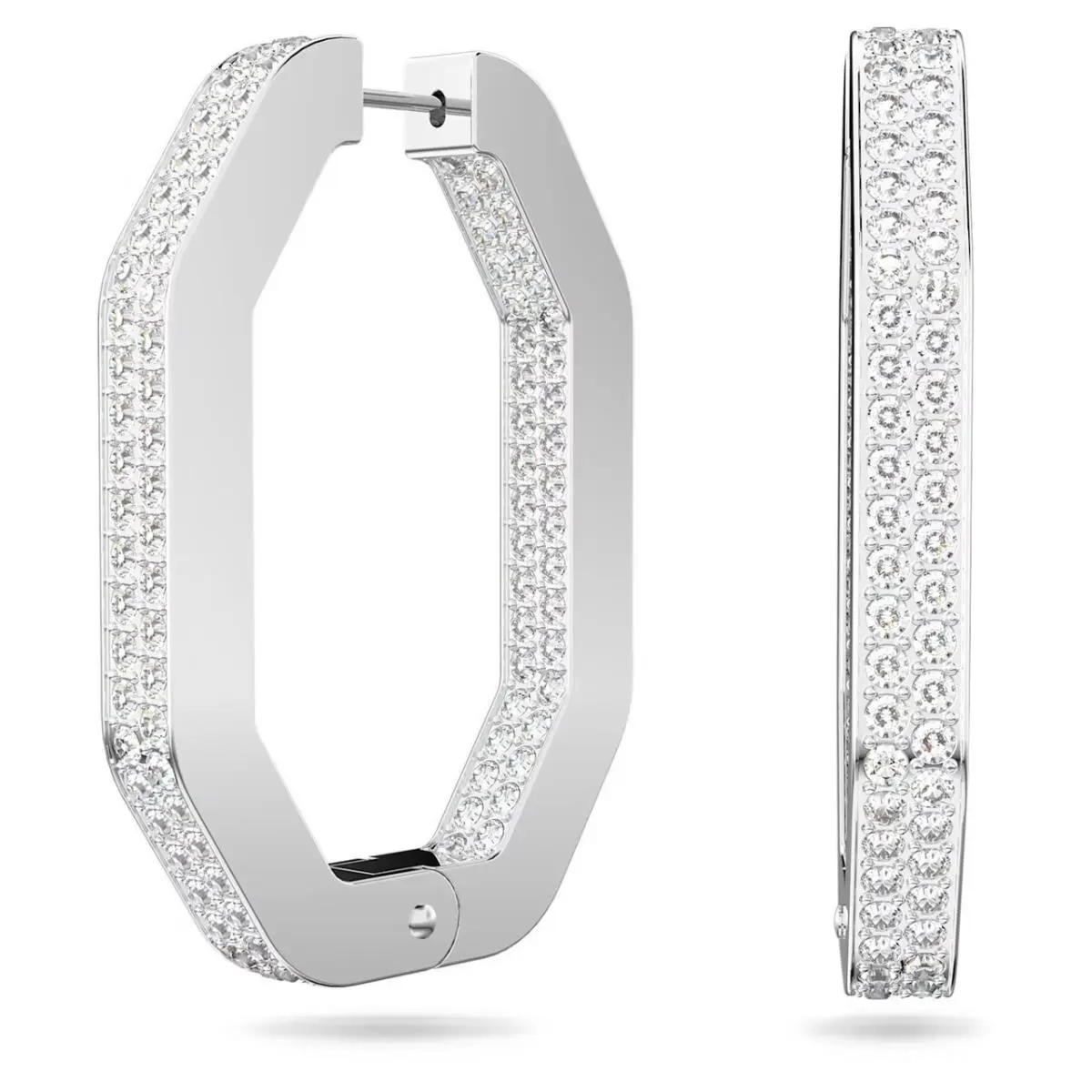 Dextera Hoop Earrings Octagon Large 5634992 5639099 Silver-5639099 by Swarovski