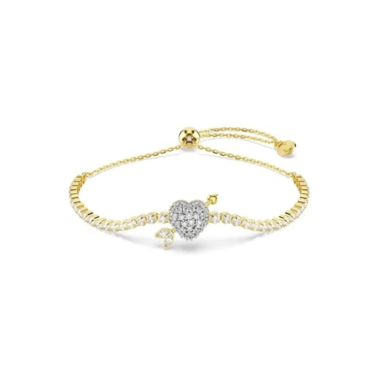 Idyllia Bracelet Mixed Cuts Heart with Arrow White Gold-tone Plated by Swarovski