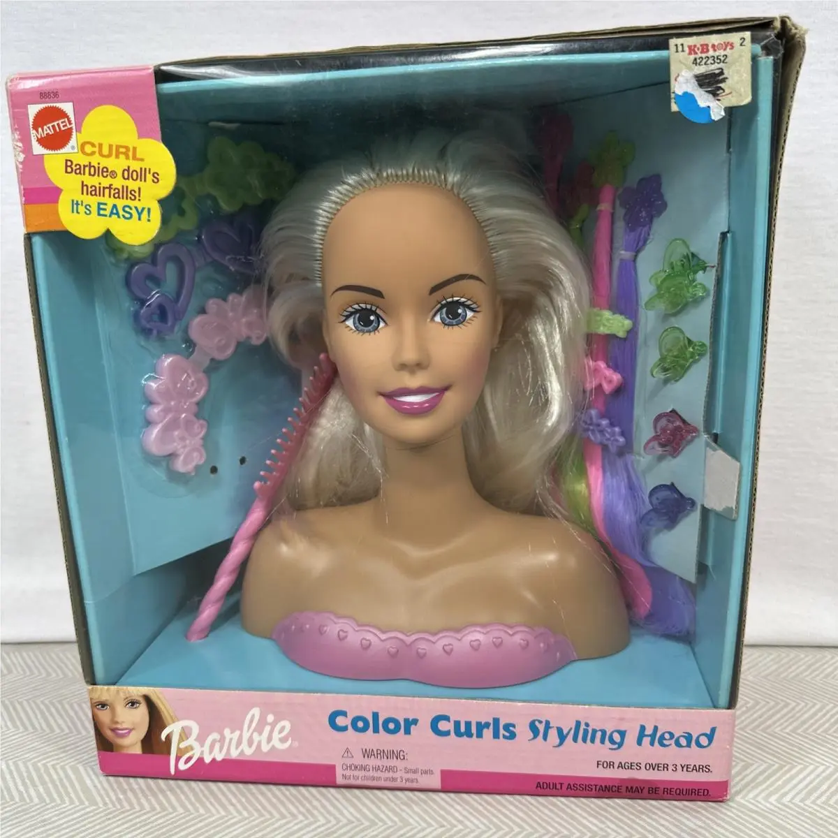 2001 Mattel Barbie Color Curls Styling Head 88836 Design Sensational Hairstyles