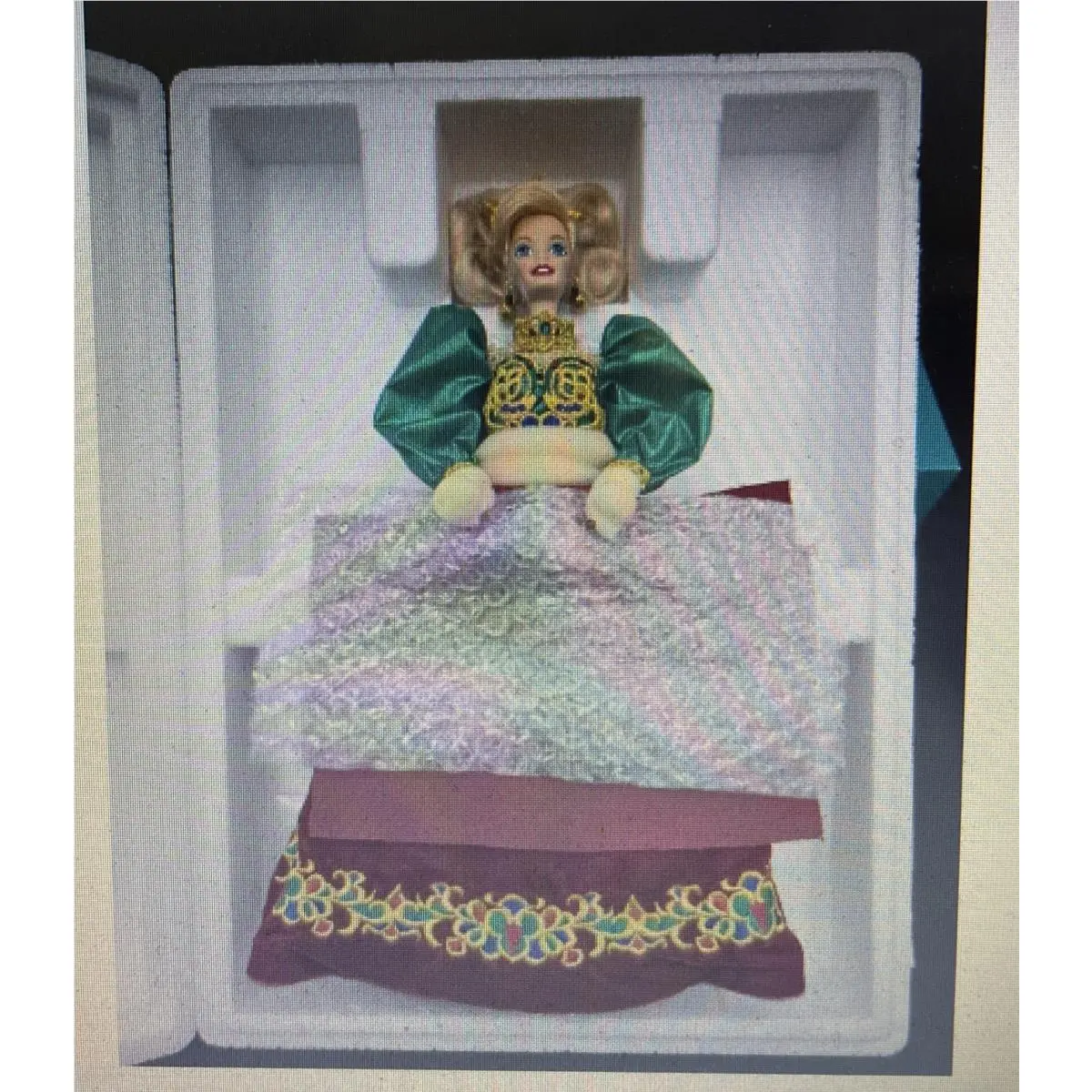 Vtg 1995 Porcelain Barbie Holiday Jewel 14311 Mattel Nrfb Mint 12” Doll