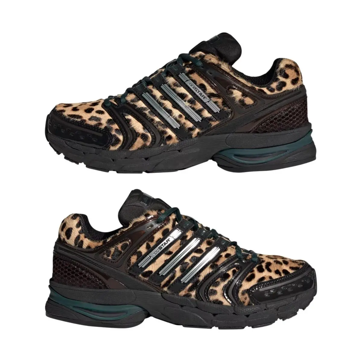 Women`s Adidas Black Leopard Print Adistar Control 5 Fur Sneakers KI4204