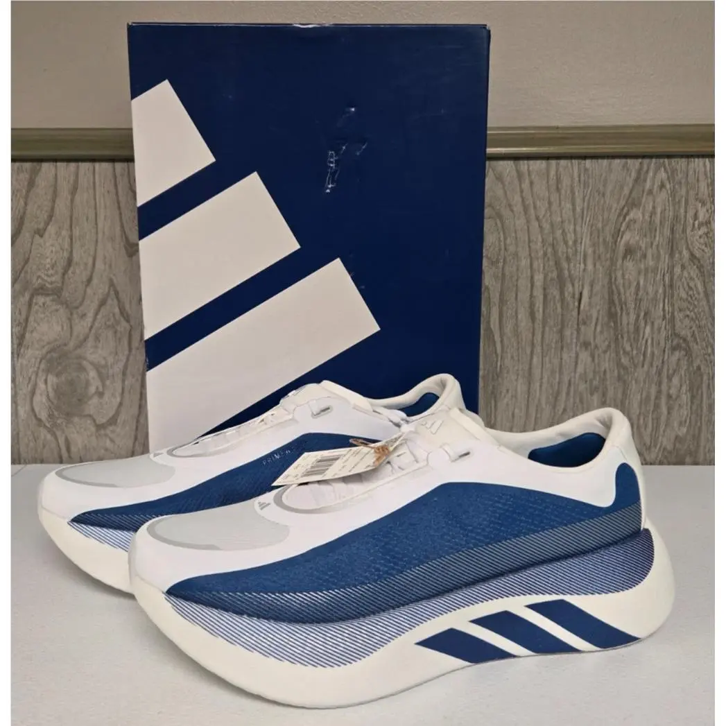 Adidas Hyperboost Edge Running Shoes White Eqt Blue Men`s Size 11.5