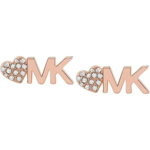 Rose Gold Tone Crystals Heart Logo Stud Earrings MKJ7976 by Michael Kors