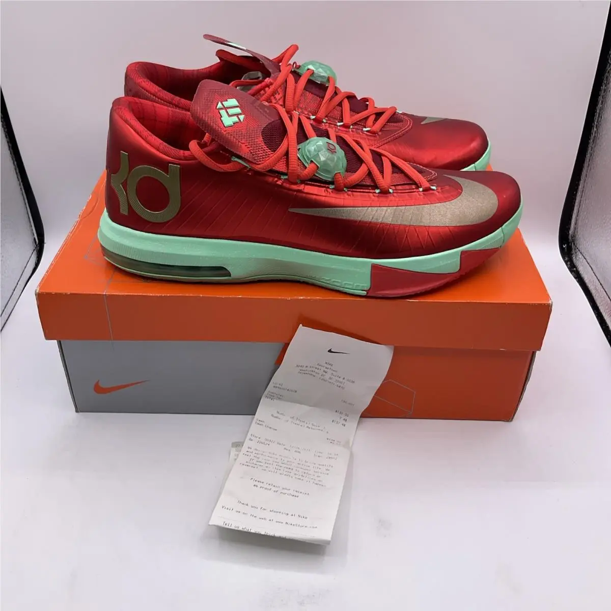 Nike KD 6 VI Christmas 2013 Red Green Basketball Shoes 599424-601 Size 11.5