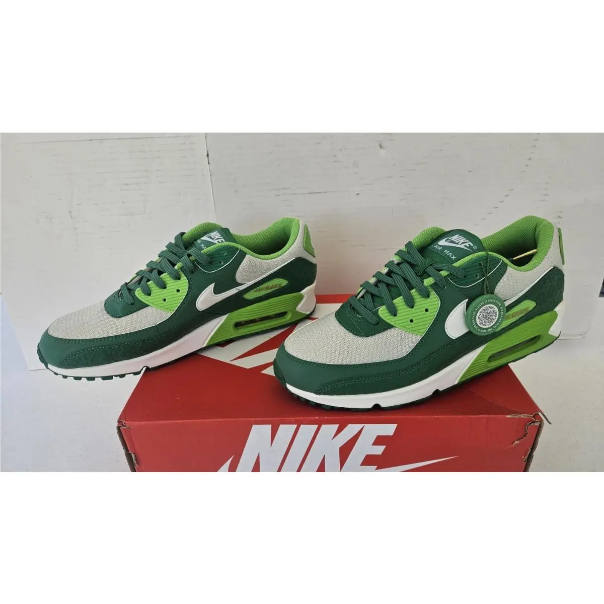 Nike Air Max 90 St. Patrick`s Day White Pine Green Gold DD8555-300 AM90 Size 13