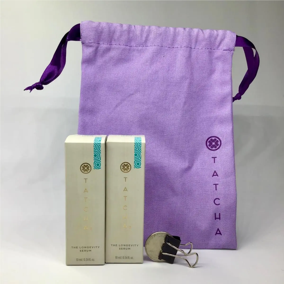x2 Tatcha The Longevity Serum Travel SZ - 0.34oz/10mL ea 20mL Tot - + Bag