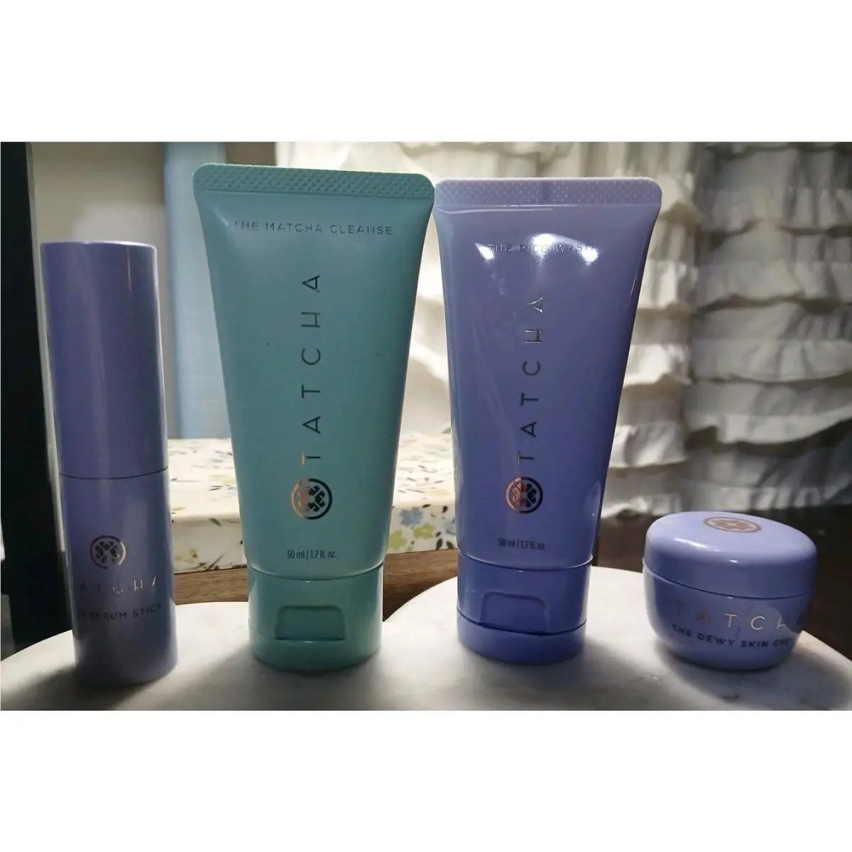 Tatcha Serum Stick + Rice Wash + Matcha Cleanse + Mini Dewy Skin Cream Set Lot