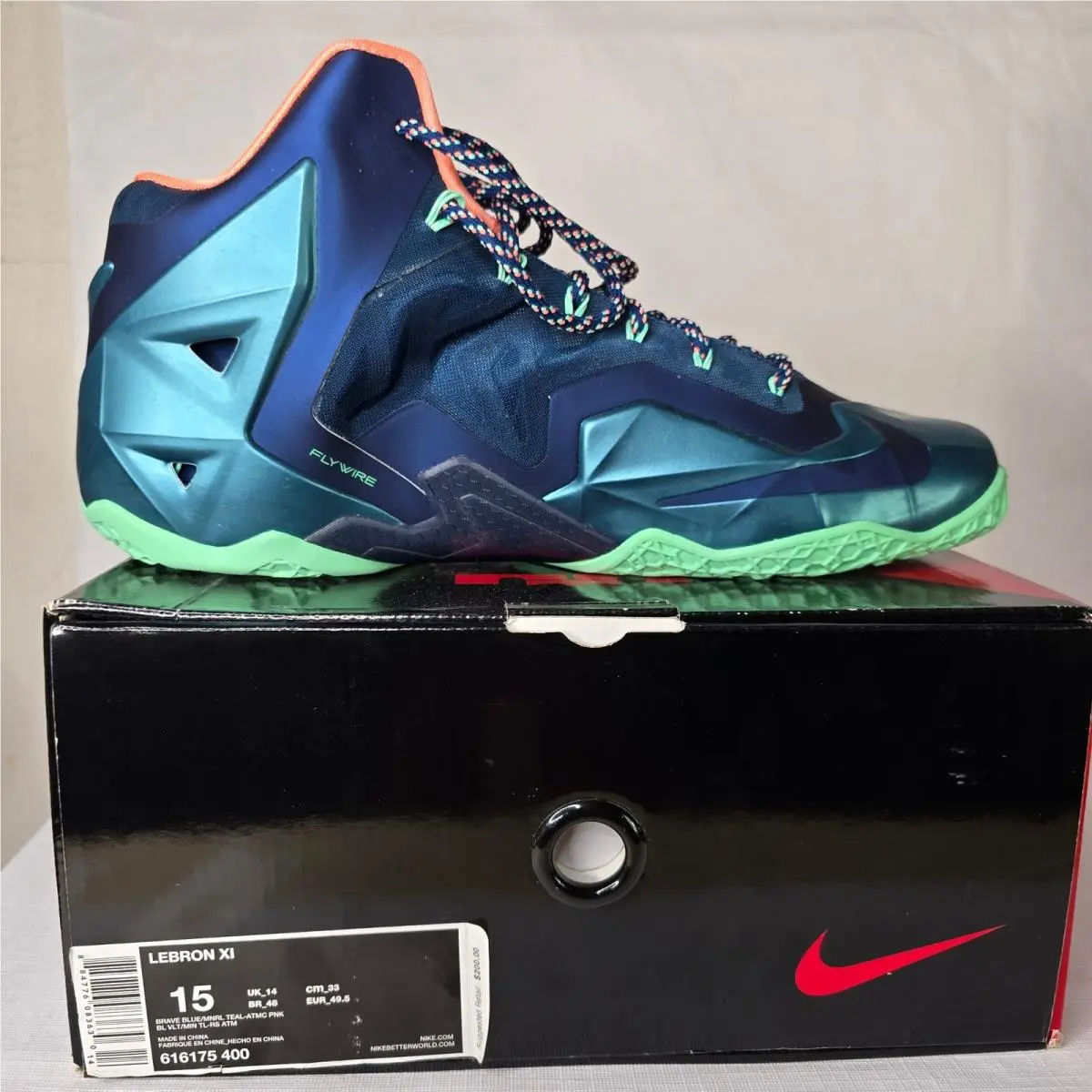 Nike Lebron XI Miami vs Akron Men’s Basketball Shoes Sz 15 616175-400 Rare