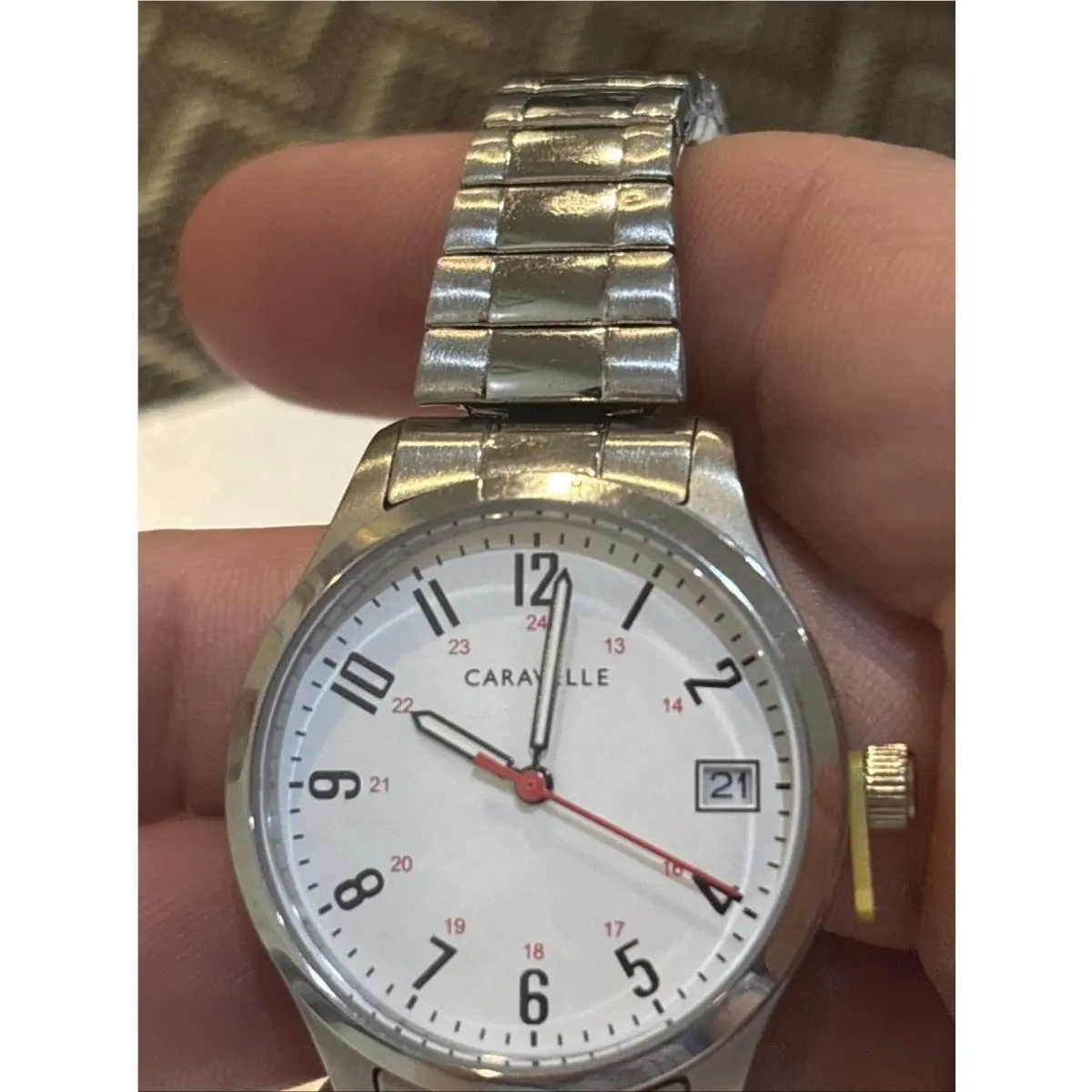 43M119 Caravelle White Dial Stainless Steel Ladies Watch M-185
