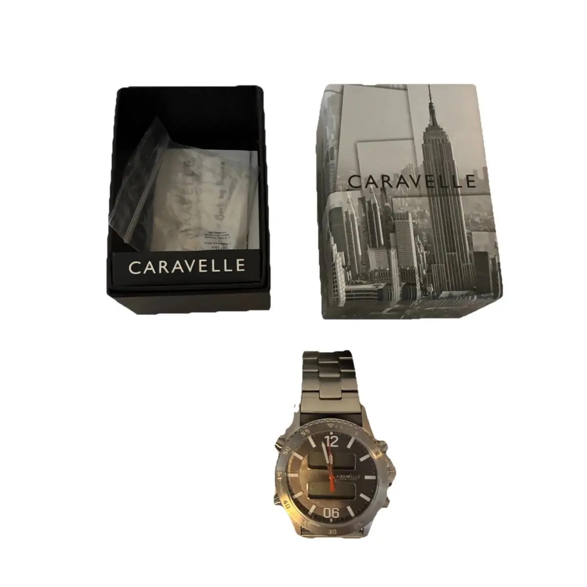 Caravelle by Bulova 43B141 Analog Digital Watch Steel Bracelet Battery