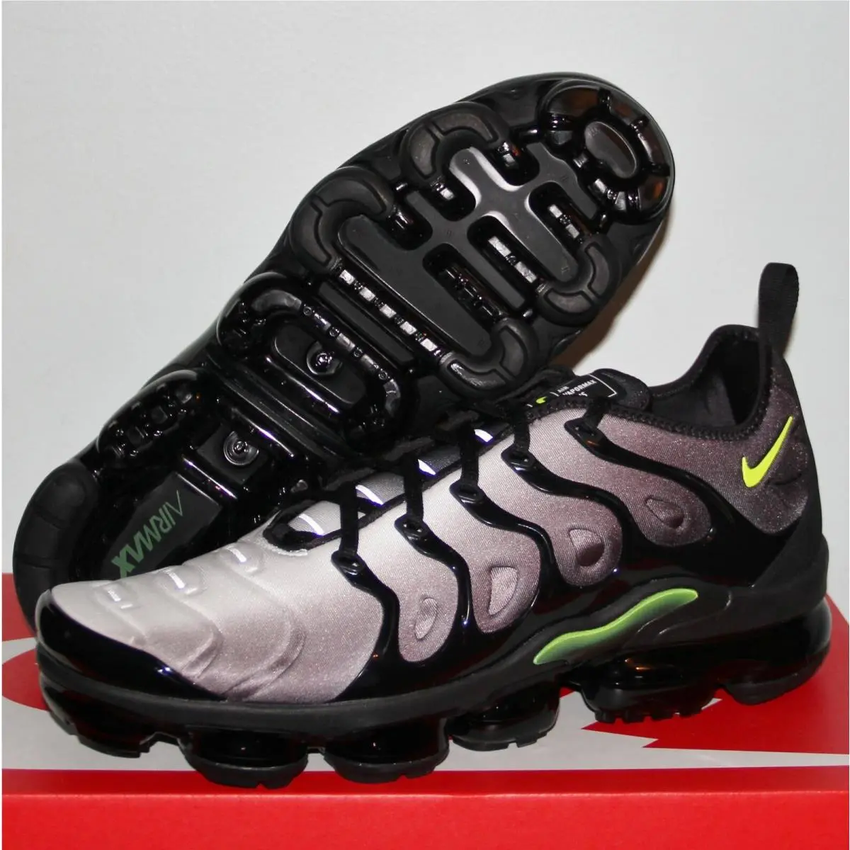 Nike Air Vapormax Plus Neon 95 Shoes Mens 12 924453-009 Black Volt White